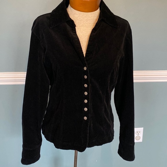 Vintage 90’s Y2K black corduroy snap button shacket. Friends retro Sz M - Picture 1 of 7